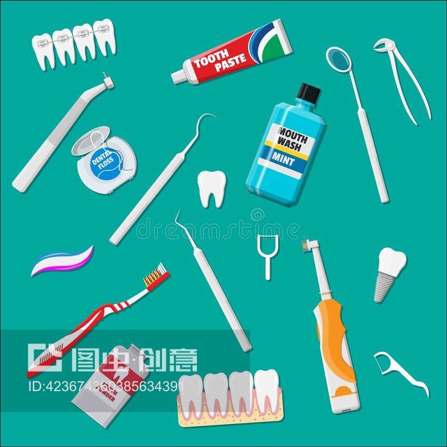 牙齿清洁工具。口腔护理卫生用品Dental cleaning tools. Oral care hygiene products