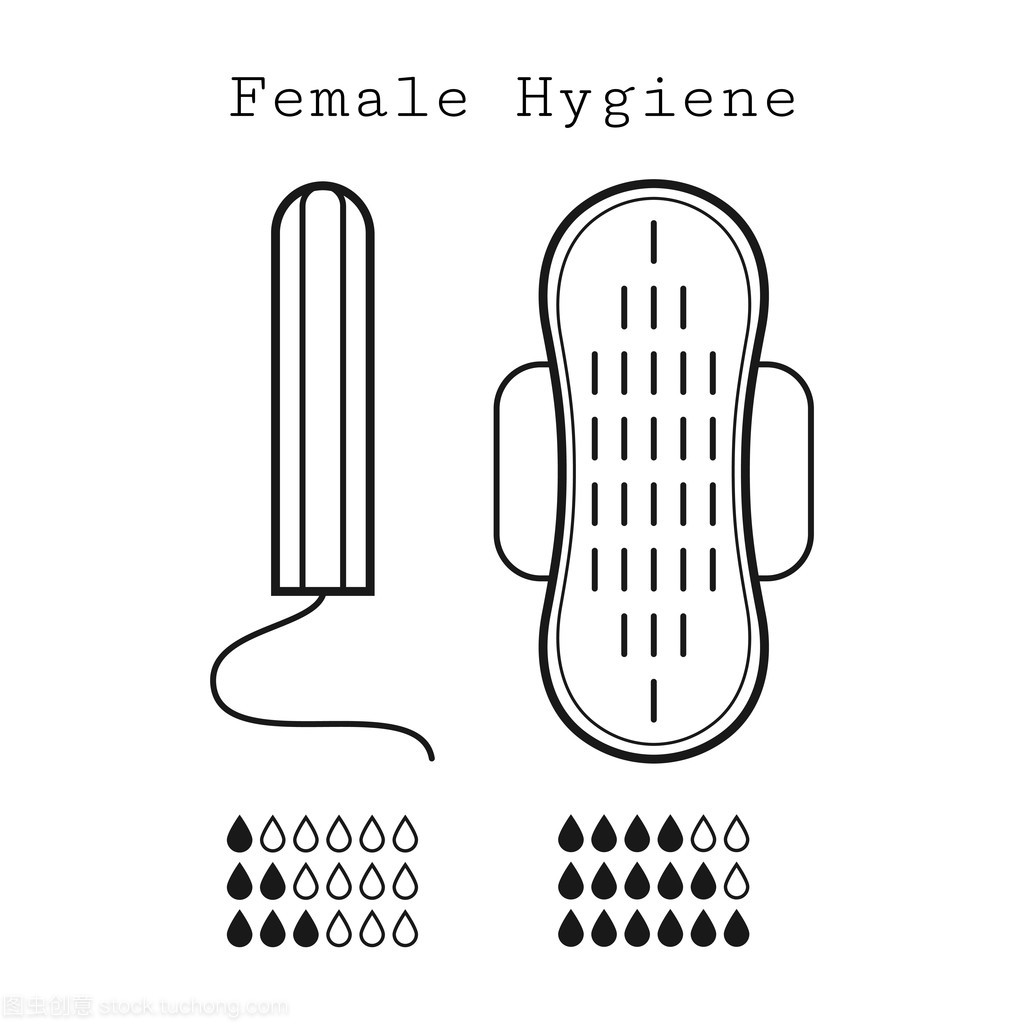 卫生棉条和地带,平面图标的女性卫生用品。月经